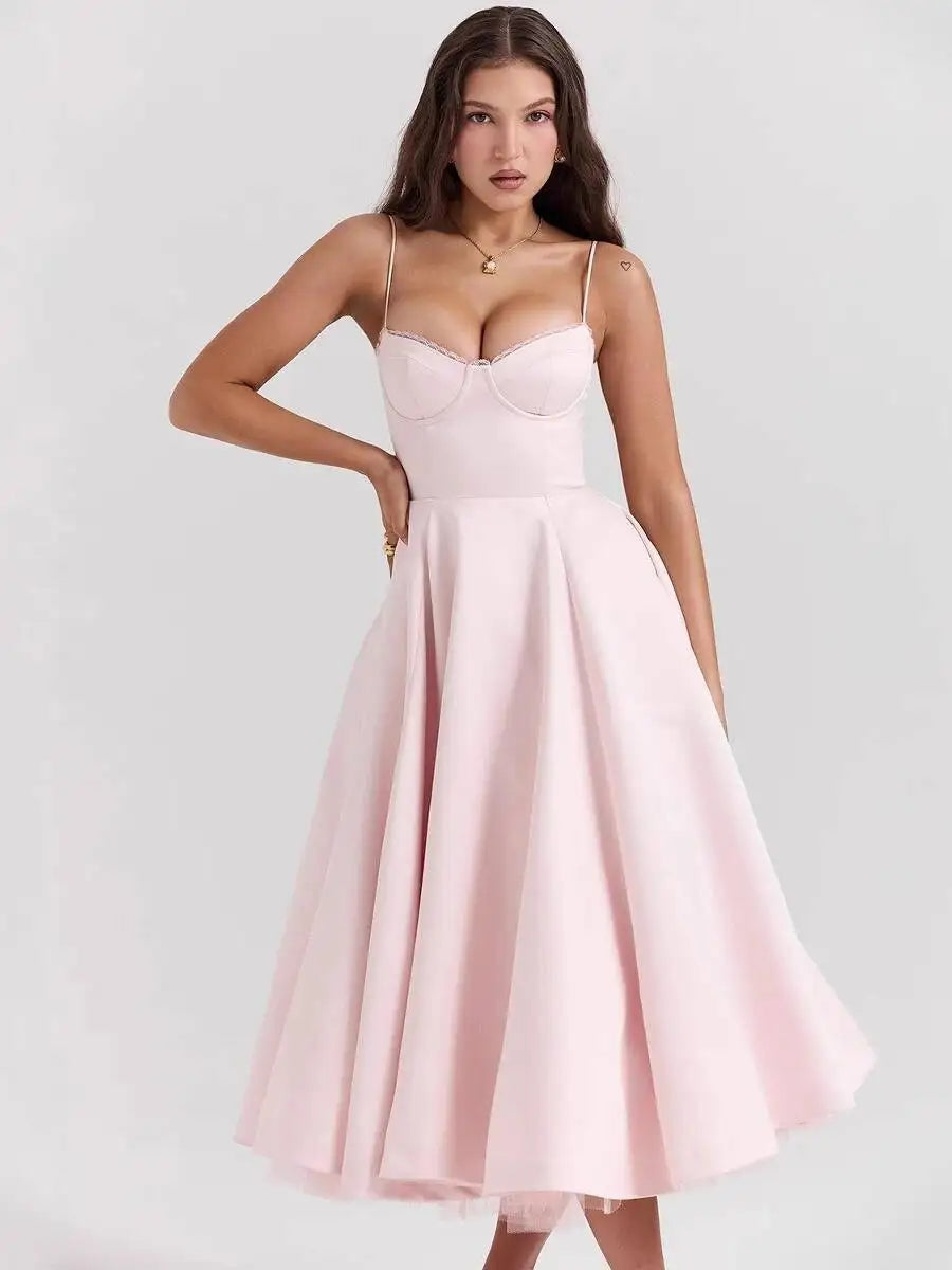 Pink Bustier Flare Dress