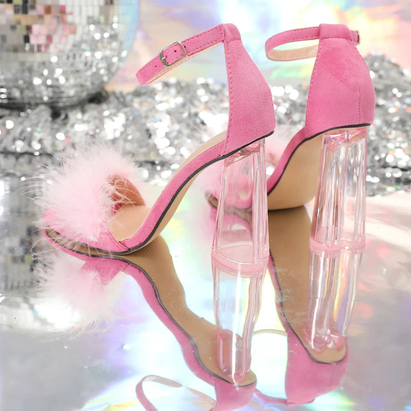 Pink Transparent Heel Shoes