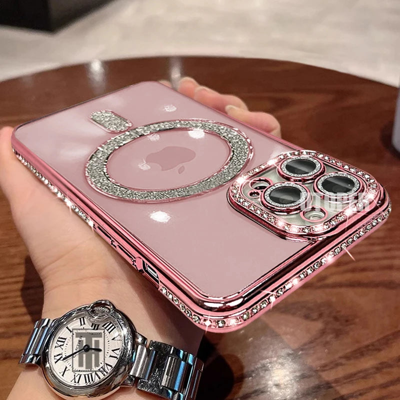 Pink Diamond Transparent MagSafe iPhone Case