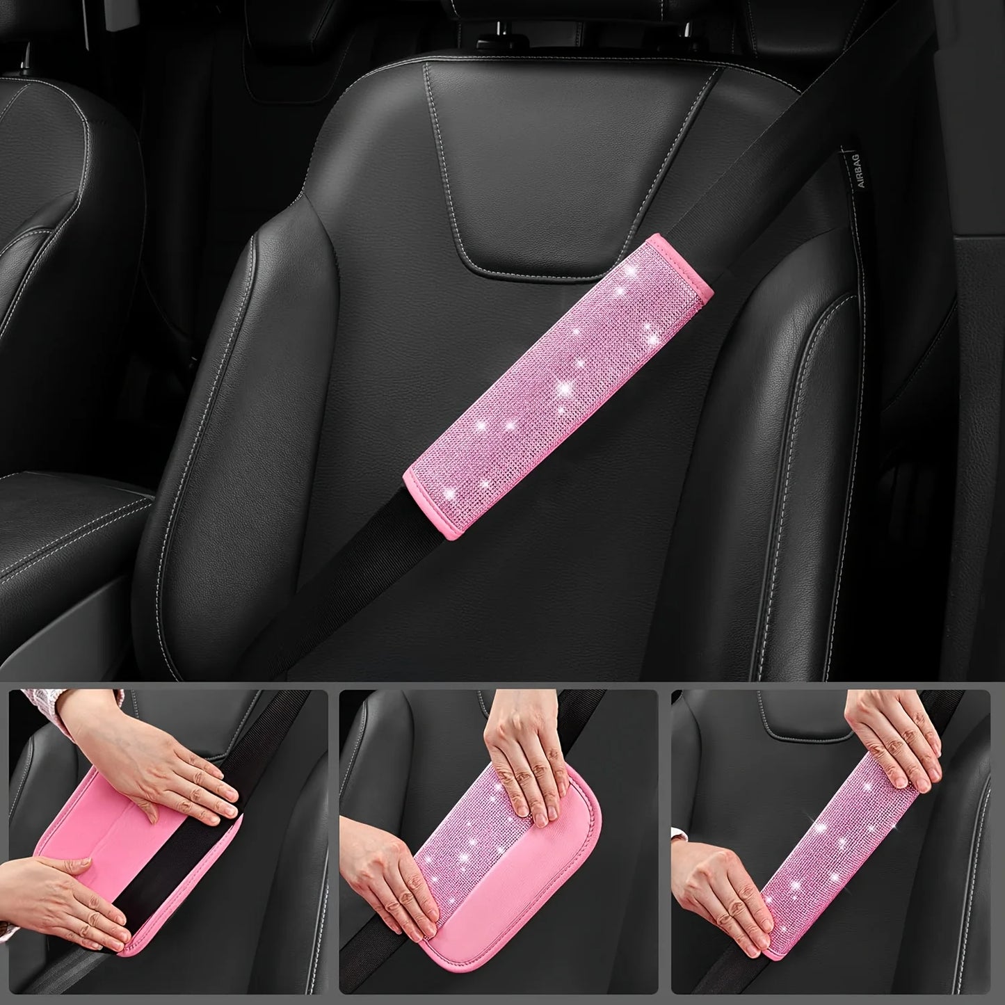 22 PCS Pink Bling Car Accessories Set