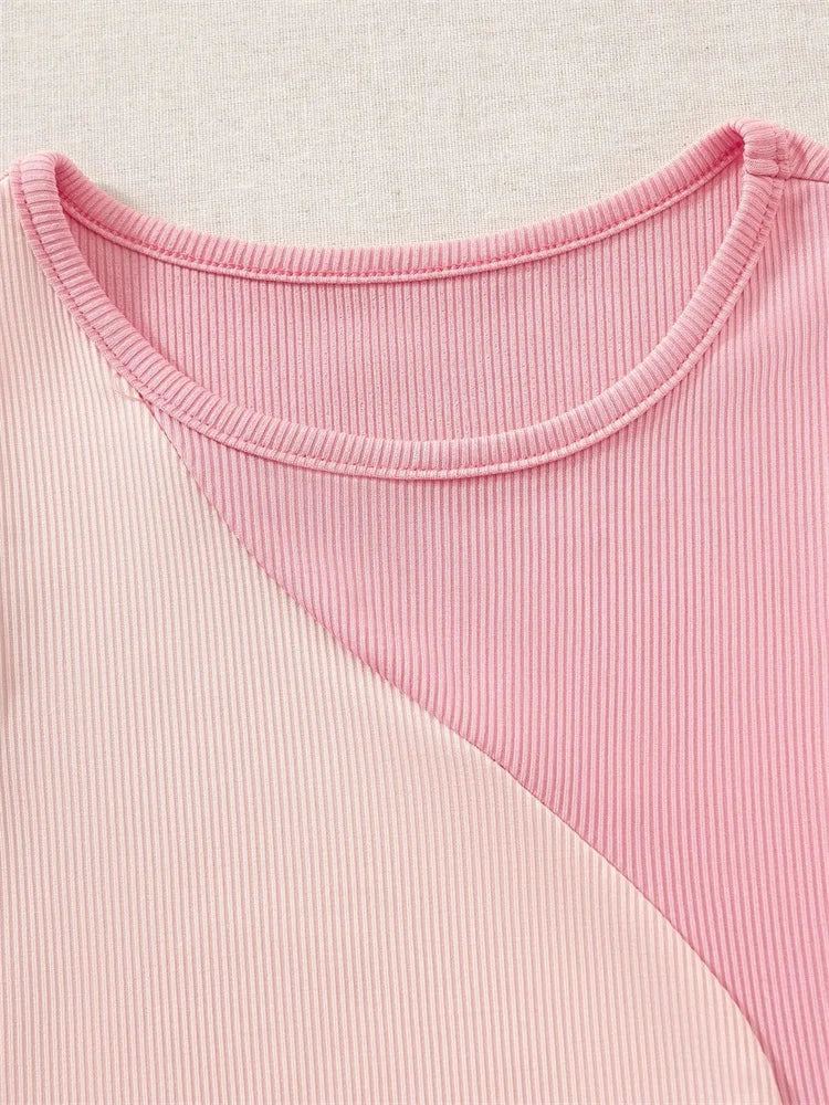 Pink Ribbed Crop Tank