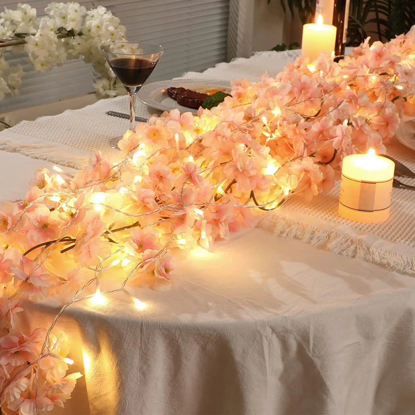 Pink Cherry Blossom Vine Garland Set