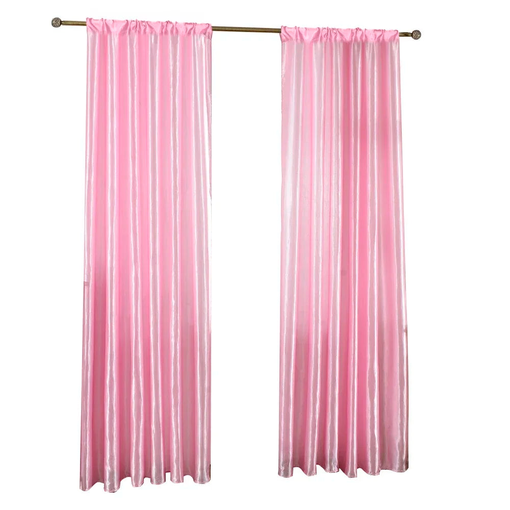 Pink Semi-Transparent Window Partition Curtains