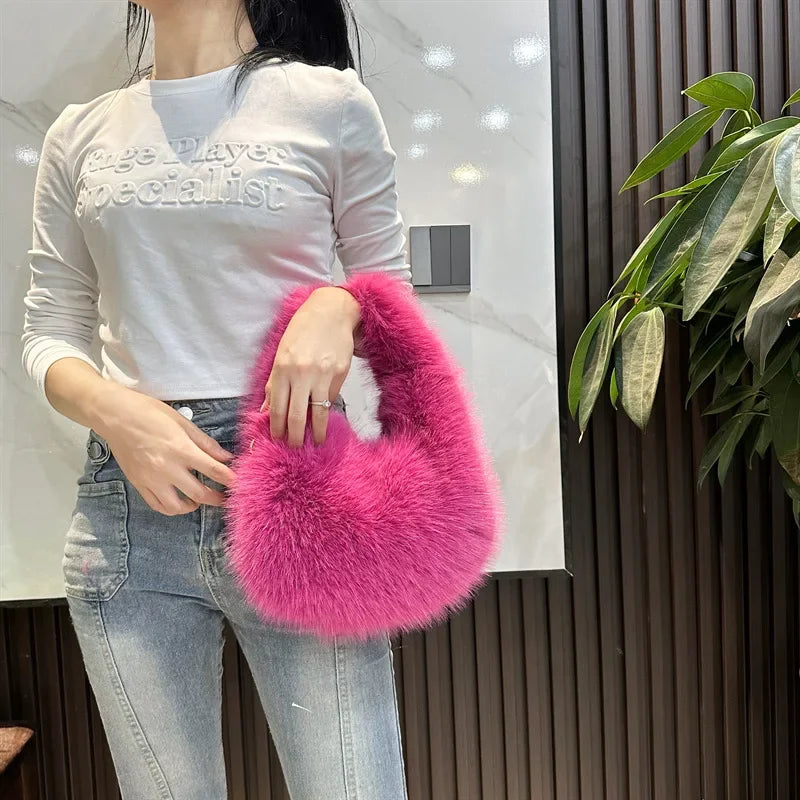 Cute Soft Plush Furry Hobo/Crossbody Bag