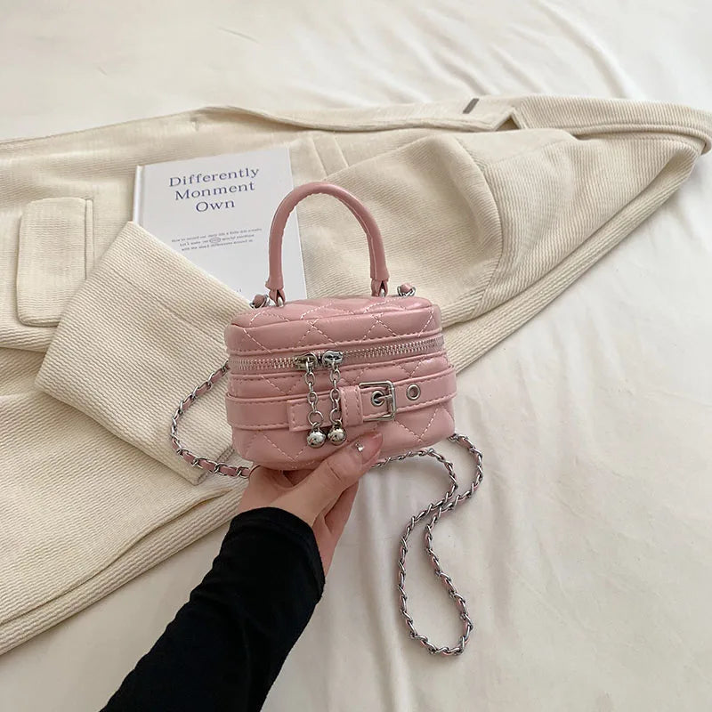 Pink Diamond Lattice Mini Crossbody Bag