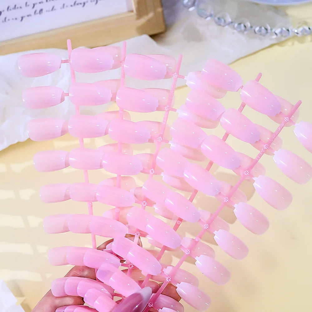 Pink French Soft Gel Press-On Toenails (120pcs)