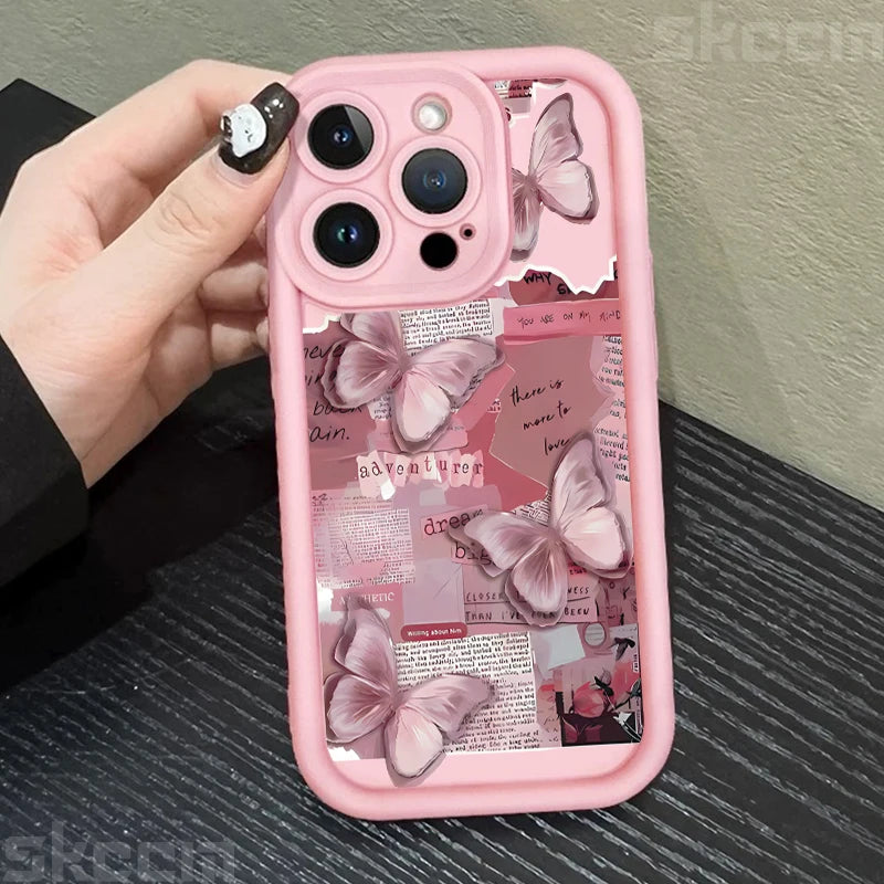 Pink Butterfly Shockproof Candy iPhone Case