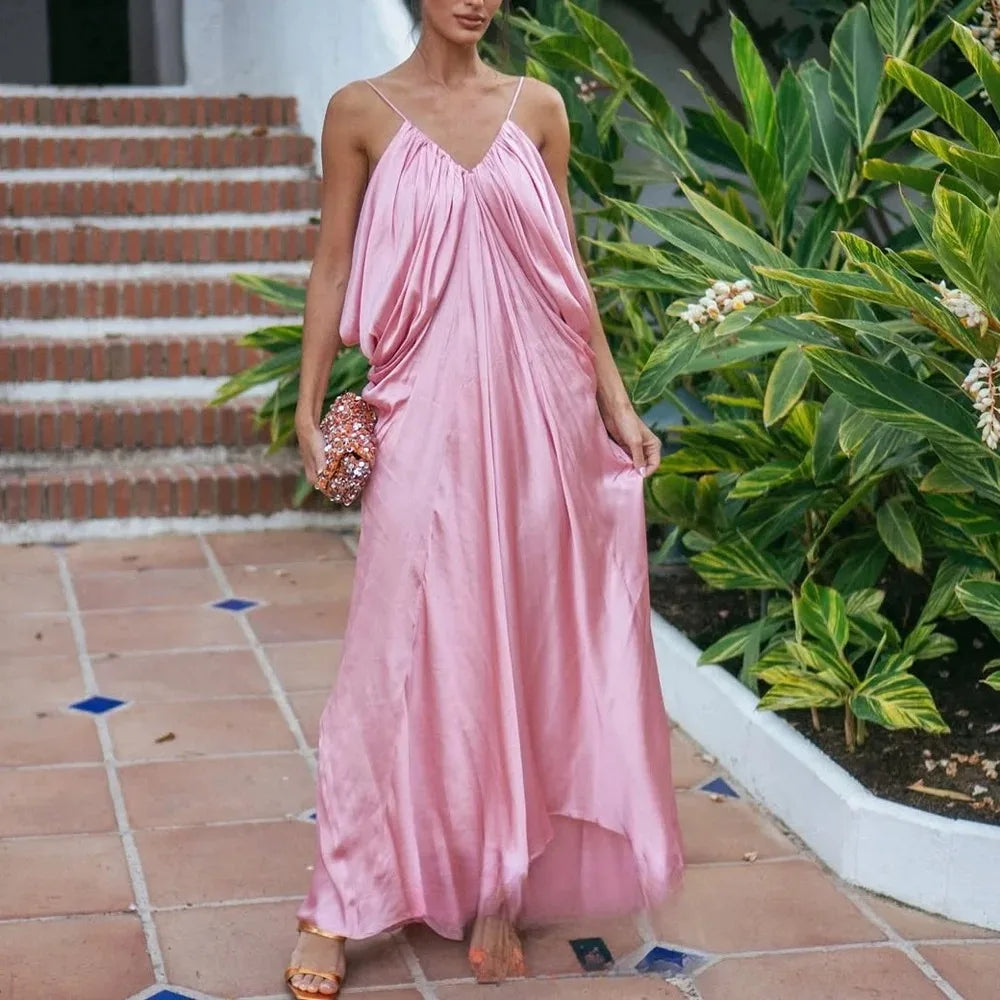 Sexy Chic Pink V-Neck Backless Party Dress