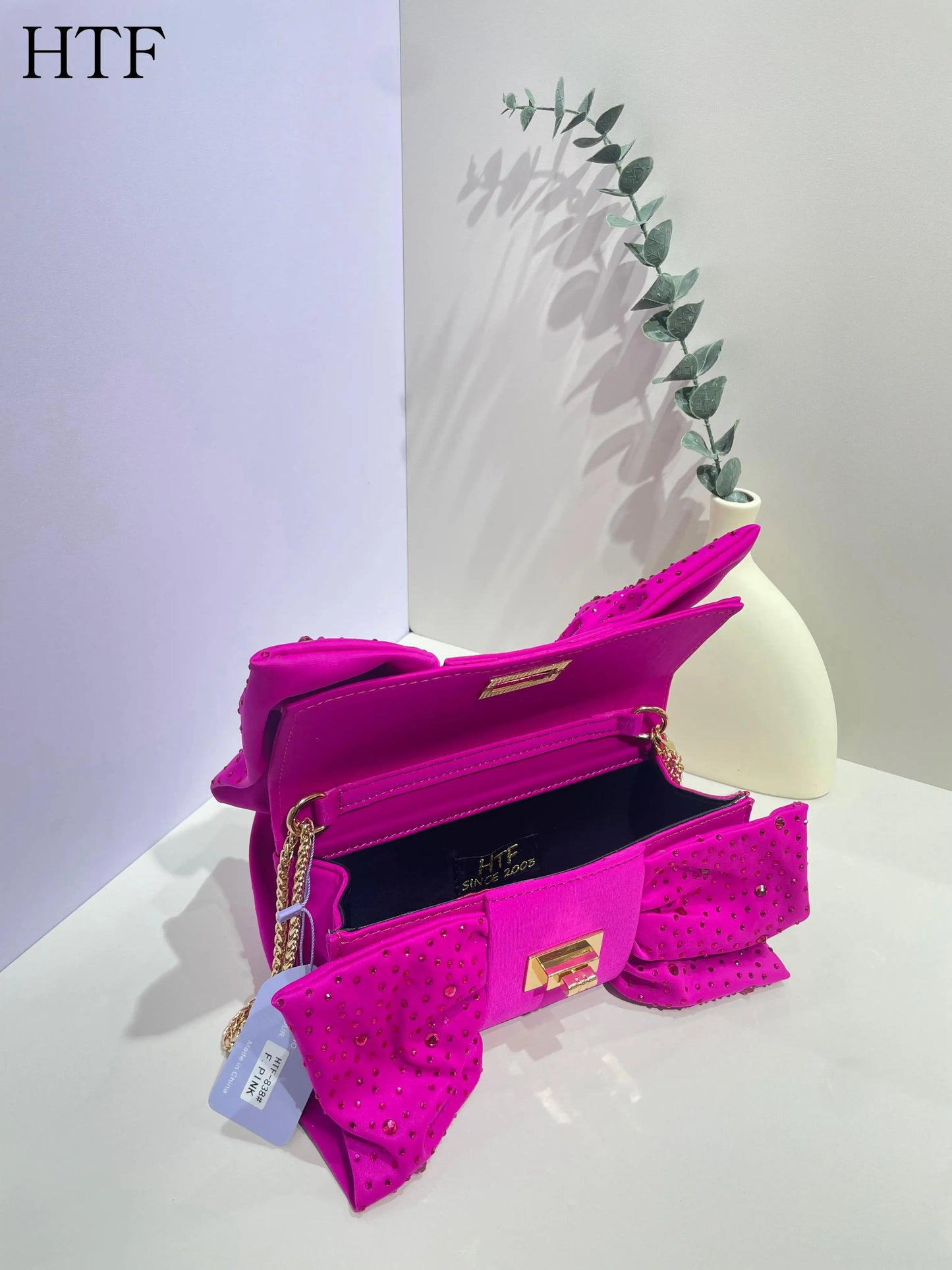 Pink Butterfly Rhinestone Evening Clutch