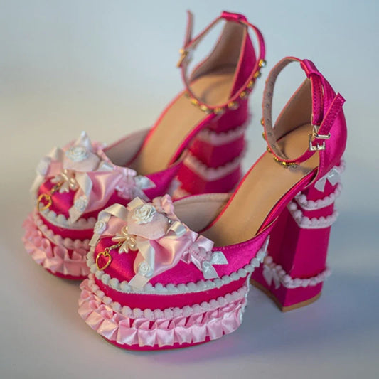 Pink Lolita Kawaii High Heels