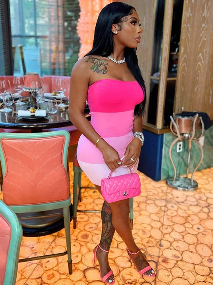 Pink Strapless Bodycon Dress