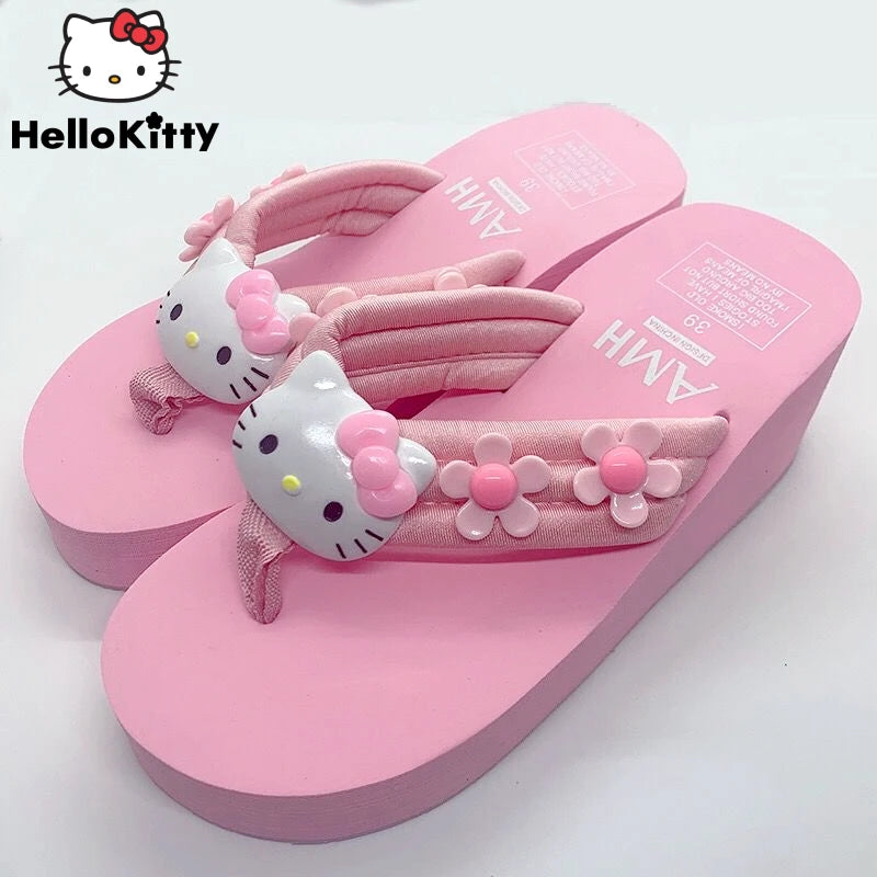 Pink Hello Kitty & Melody Y2K Flip Flops