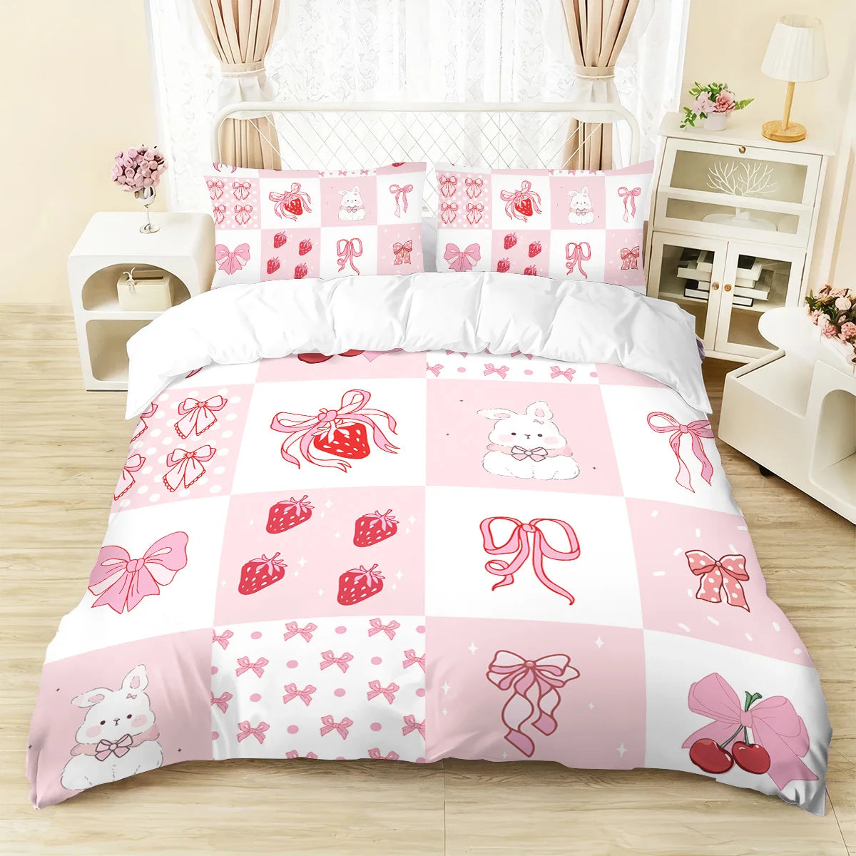 Pink Bow Pattern Bedding Set