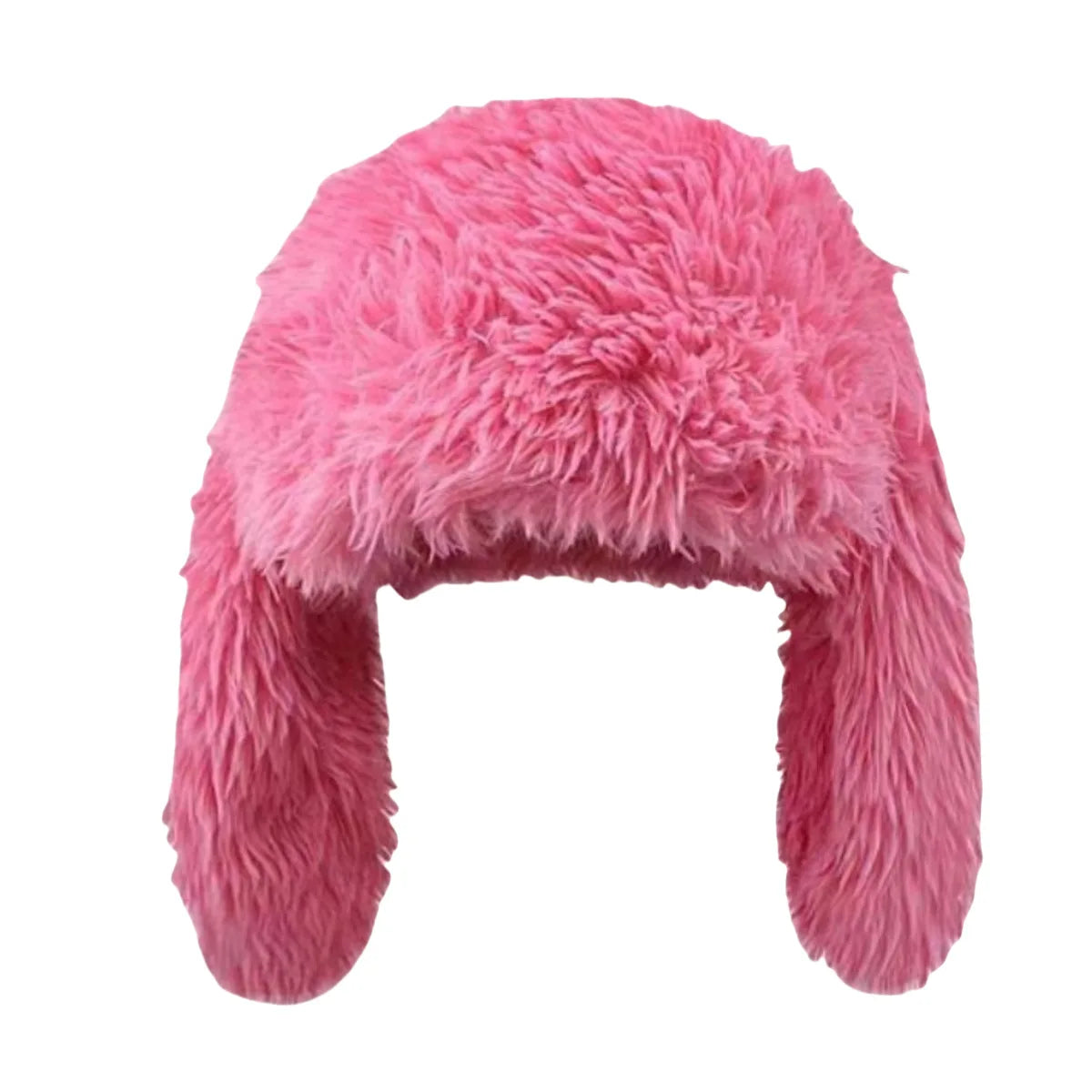 Pink Cute Rabbit Eared Plush Bomber Hat