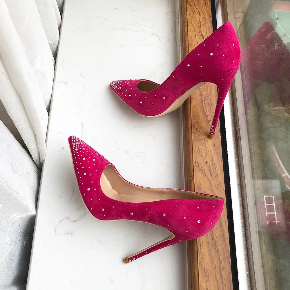 Pink Glitter Diamond Stiletto Party Pumps