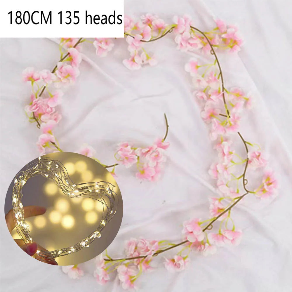 Pink Cherry Blossom Vine Garland Set
