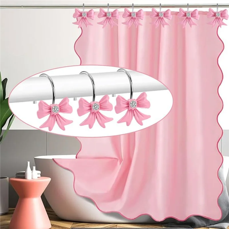 Pink Bow Knot Shower Curtain Hooks