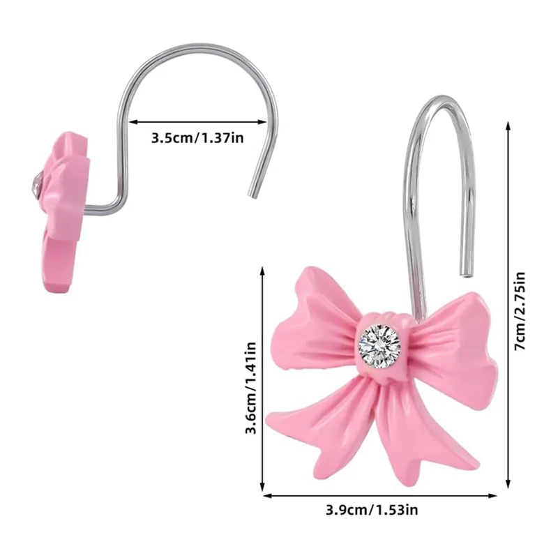 Pink Bow Knot Shower Curtain Hooks
