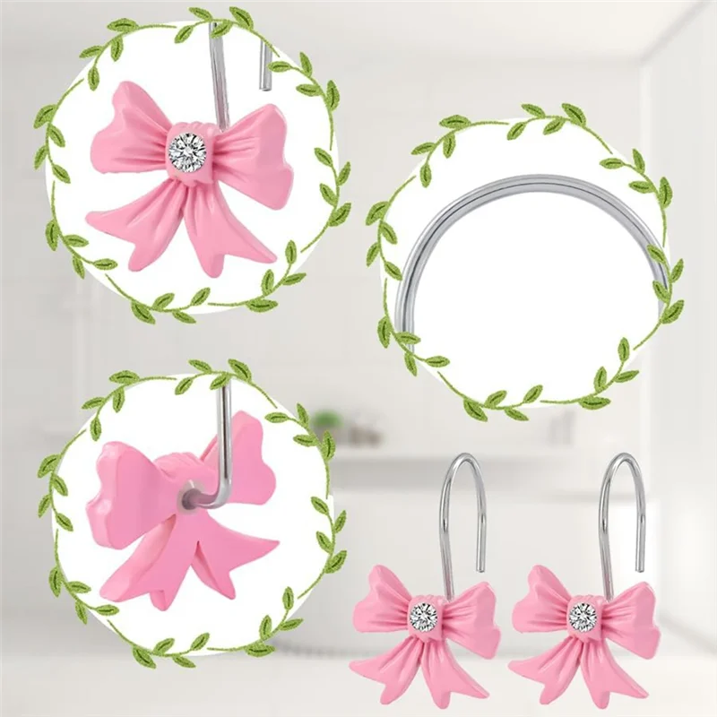 Pink Bow Knot Shower Curtain Hooks