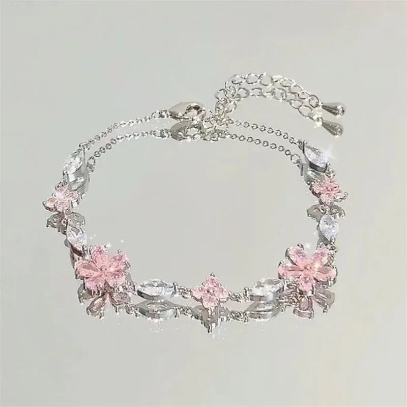 Pink Cherry Blossom Zircon Bracelet