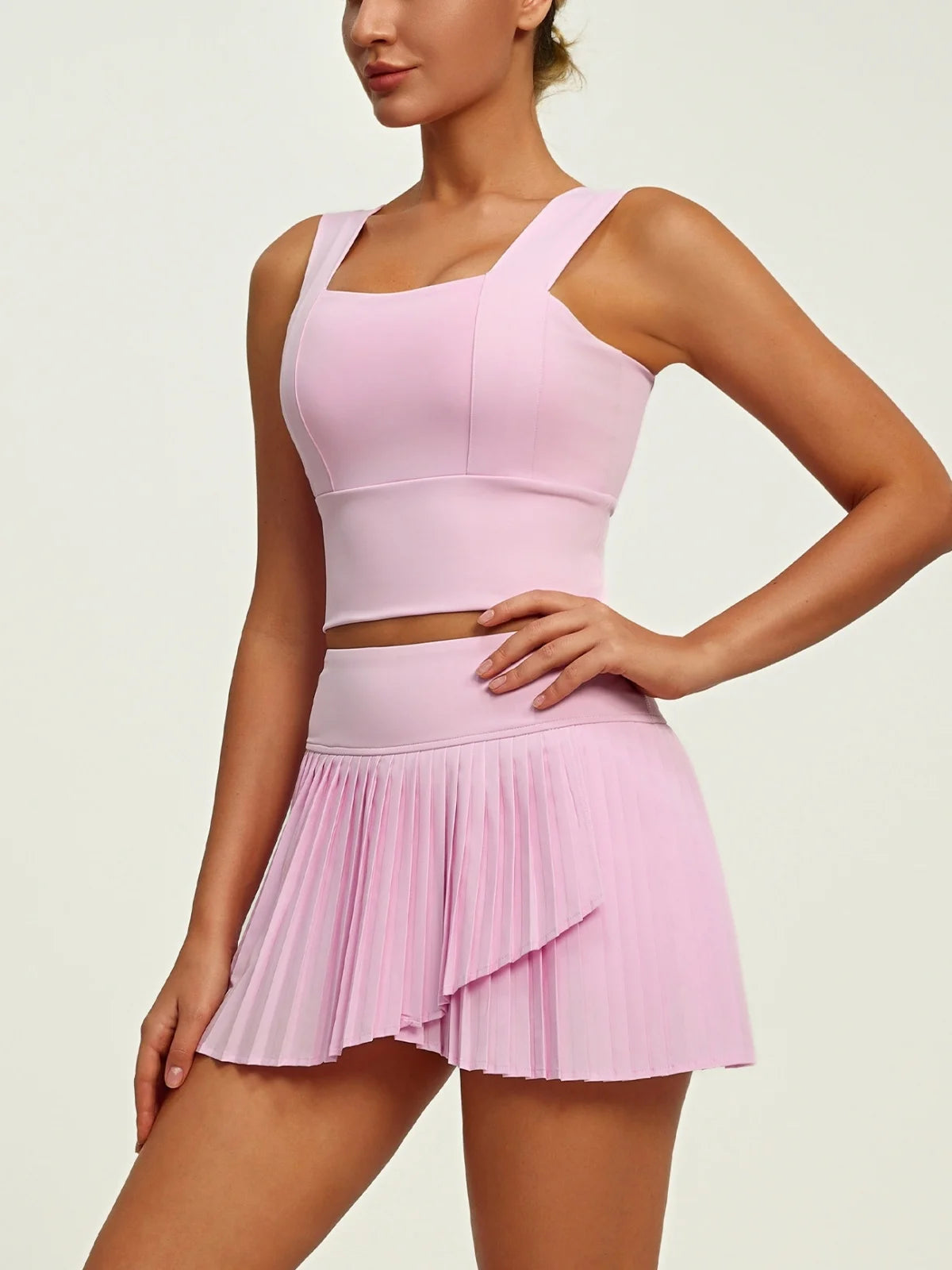 Pink Pleated Skirt Set