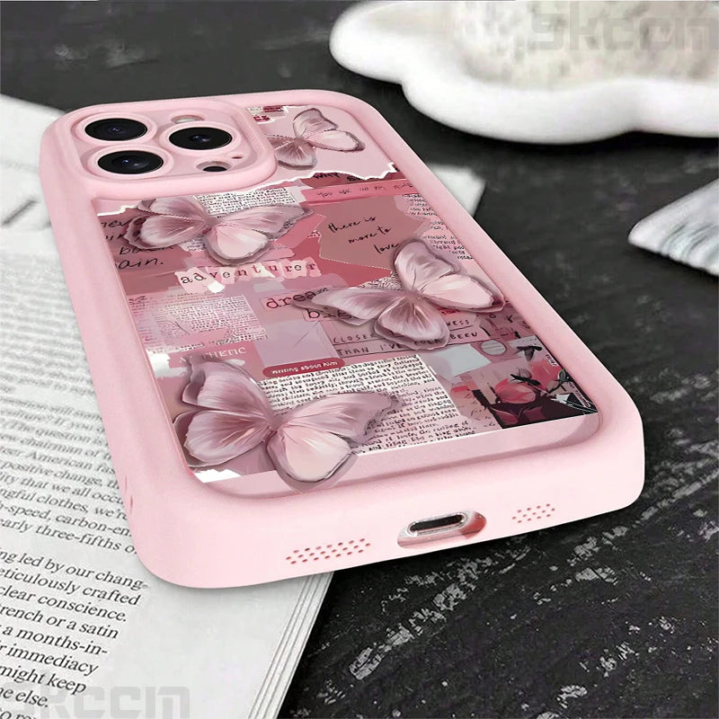 Pink Butterfly Shockproof Candy iPhone Case