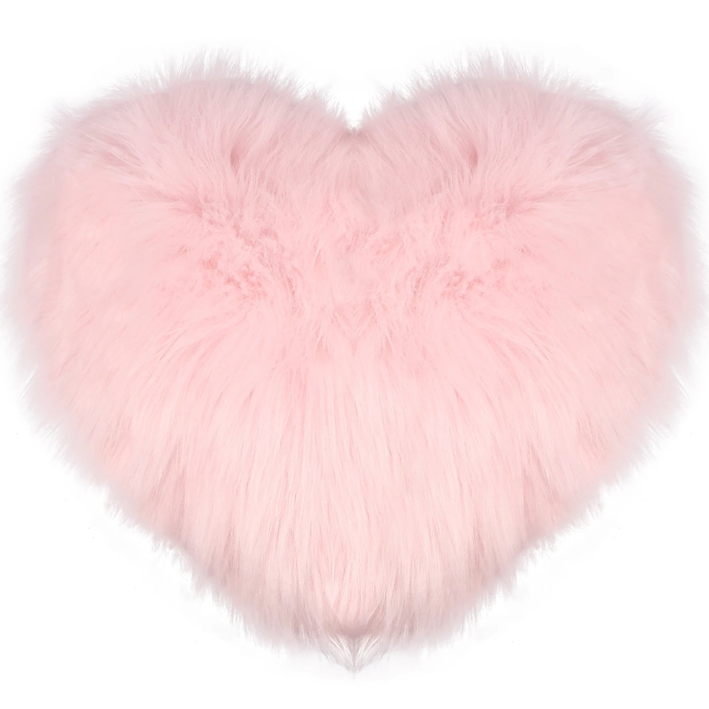 Pink Fluffy Heart Throw Pillow