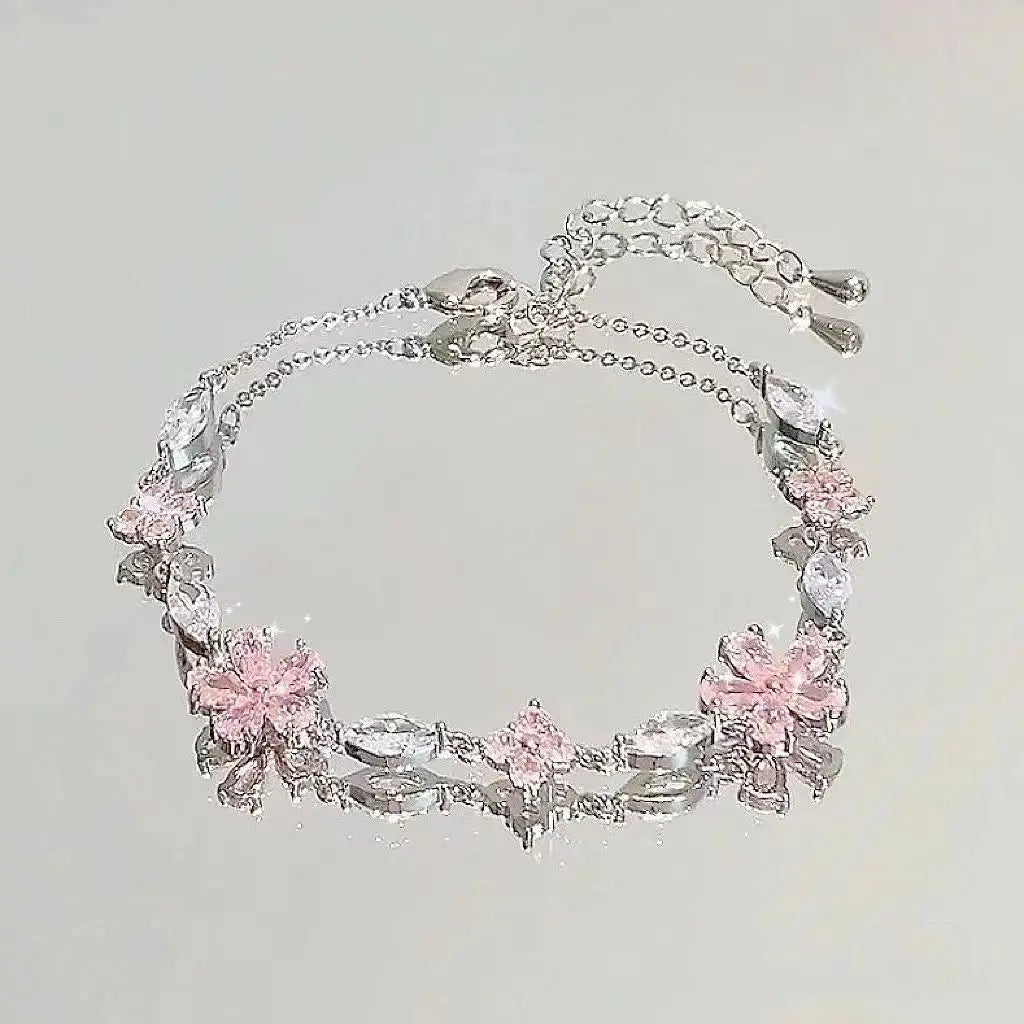 Pink Cherry Blossom Zircon Bracelet