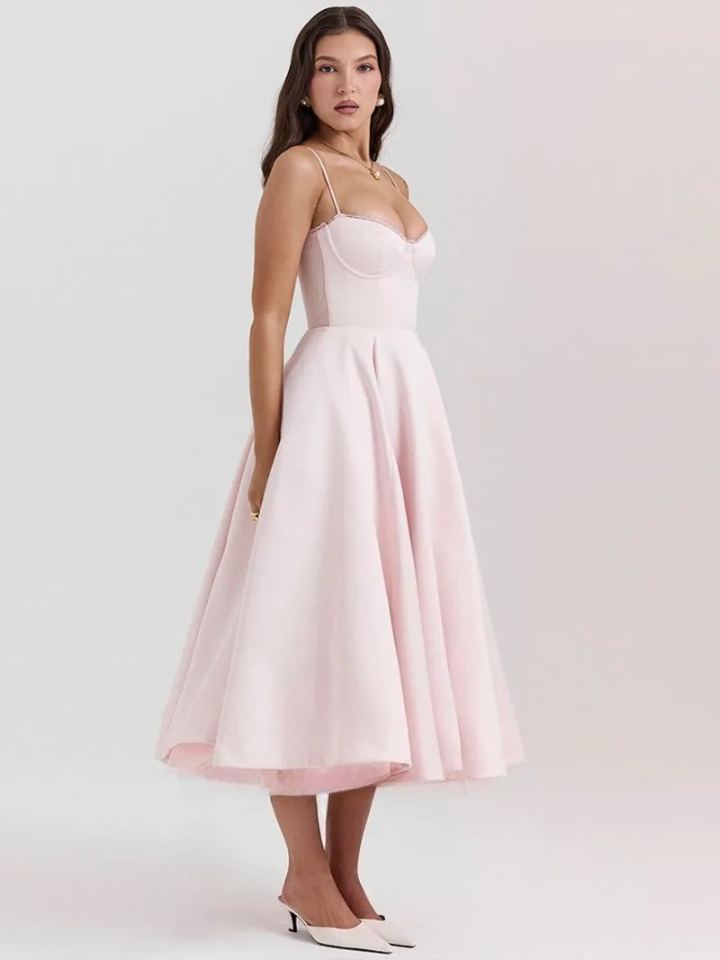 Pink Bustier Flare Dress