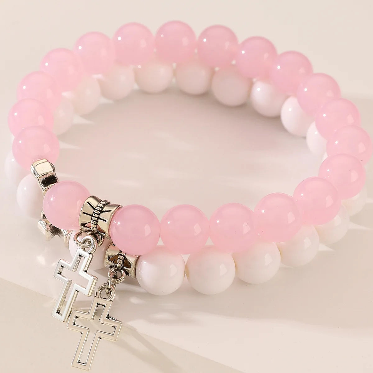 Pink Crystal Cross Bracelets