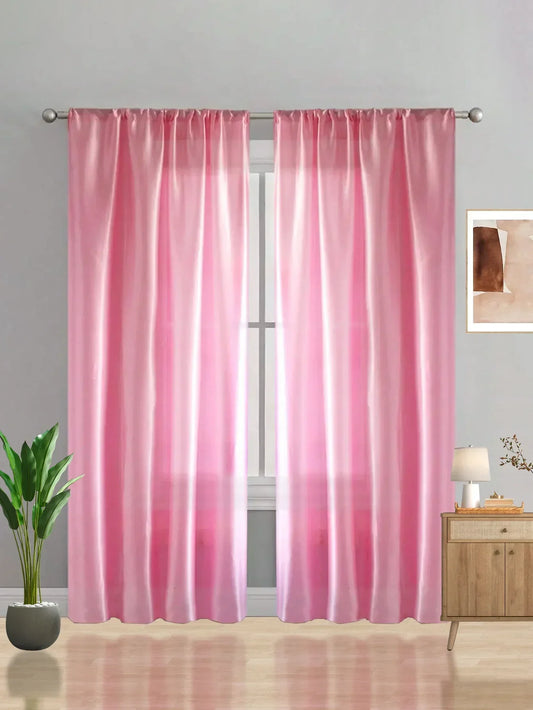 Pink Semi-Transparent Window Partition Curtains