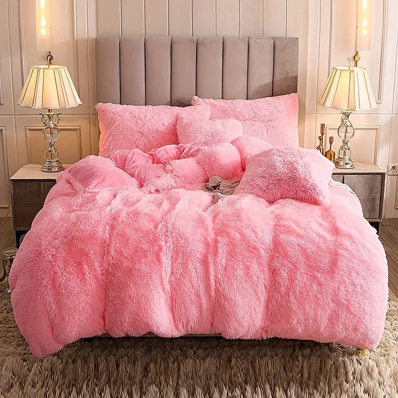 Pink Plush 3-Piece Duvet Set