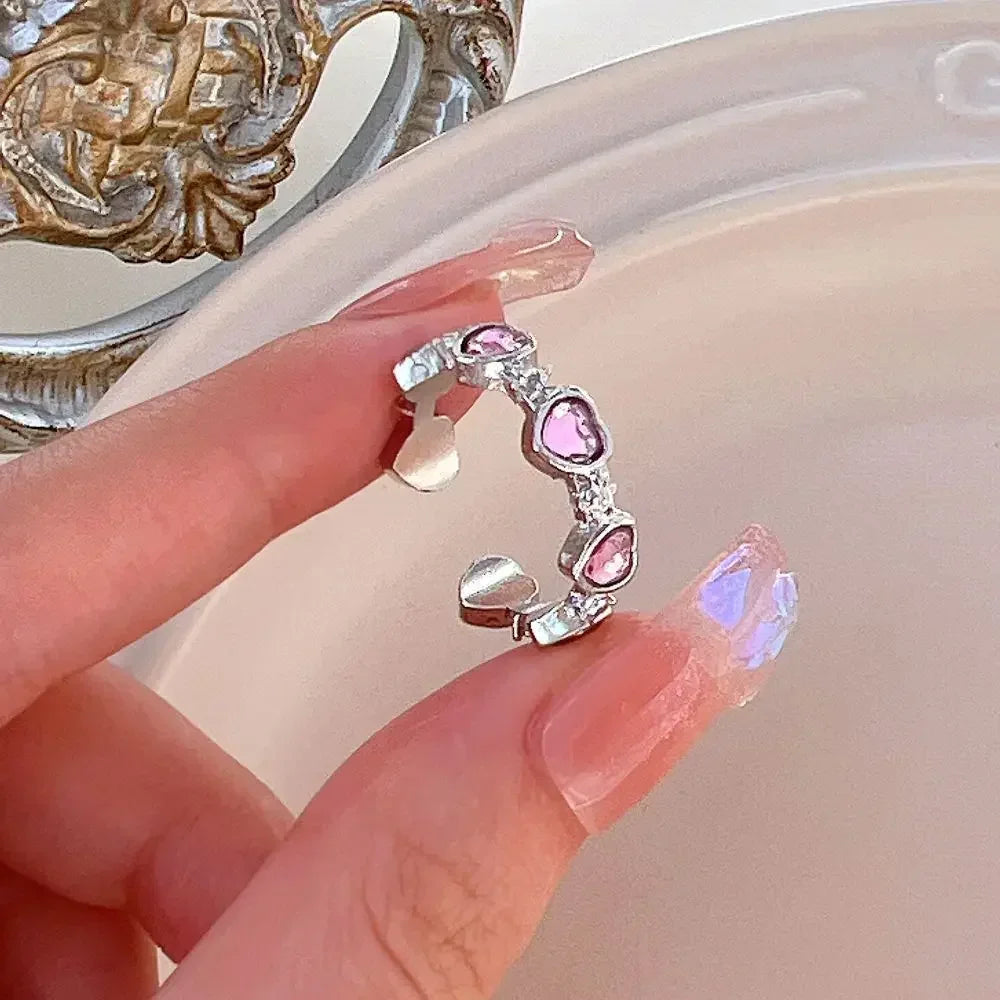 Pink Adjustable Ring Set