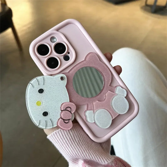 Pink Hello Kitty Y2K Makeup Mirror iPhone Case