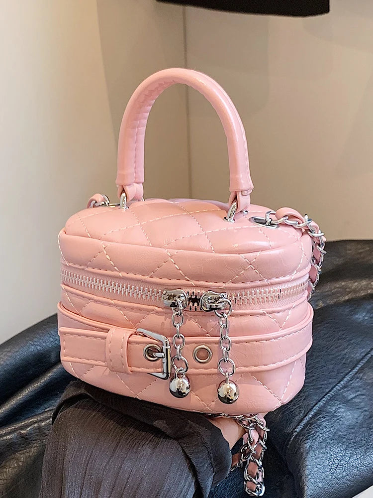 Pink Diamond Lattice Mini Crossbody Bag