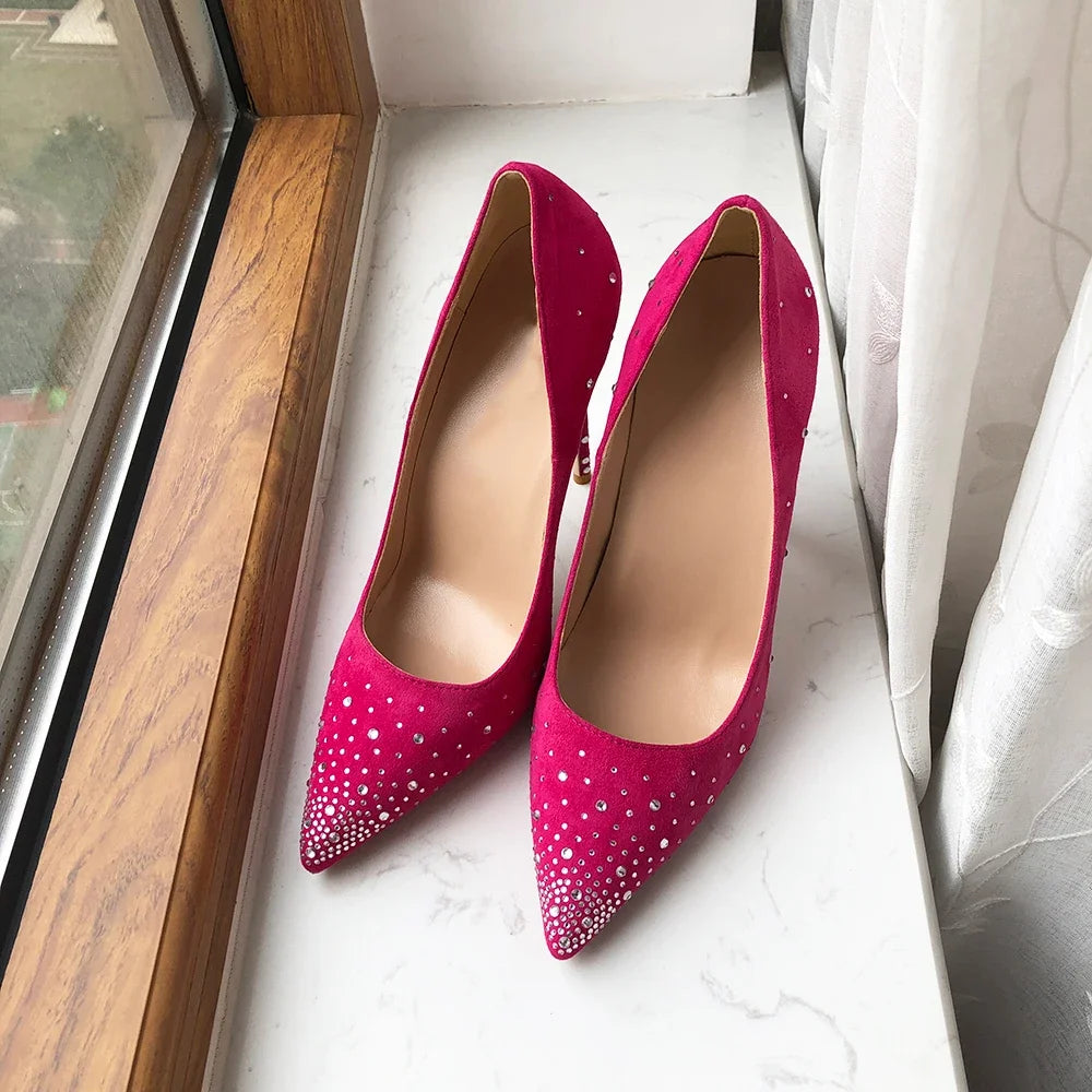 Pink Glitter Diamond Stiletto Party Pumps