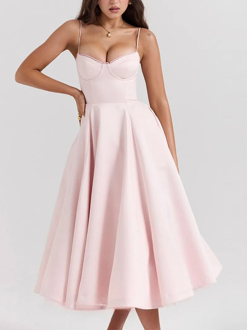 Pink Bustier Flare Dress