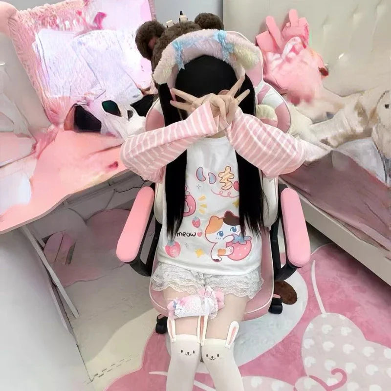 Pink Stripe Harajuku Cartoon T-shirt