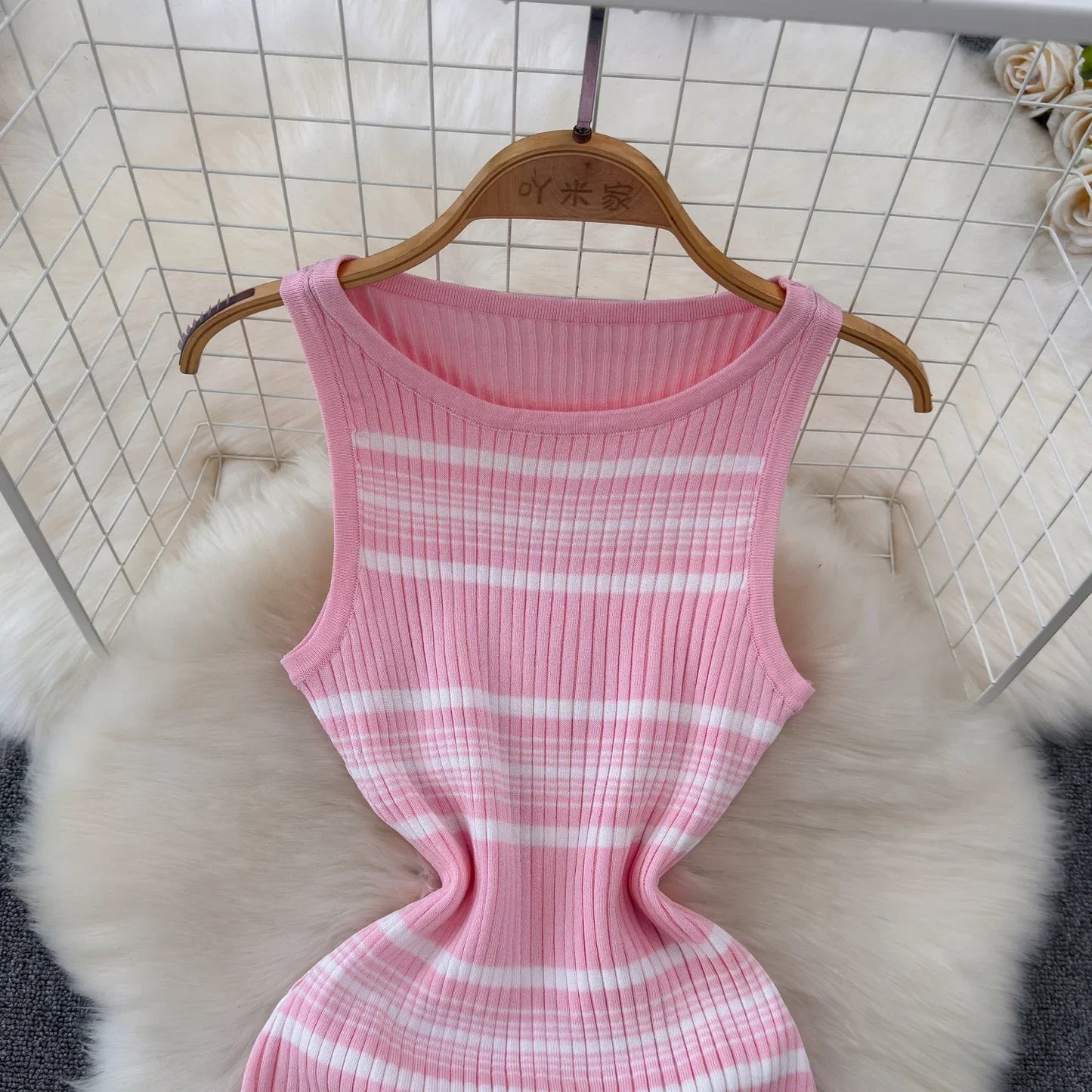 Pink Stripe Bodycon Maxi