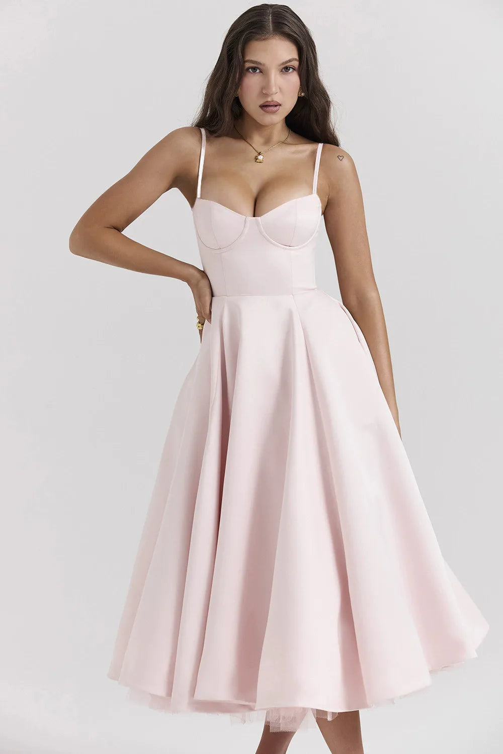 Pink Bustier Flare Dress