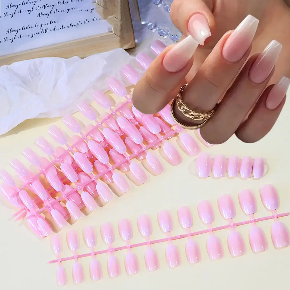 Pink French Soft Gel Press-On Toenails (120pcs)