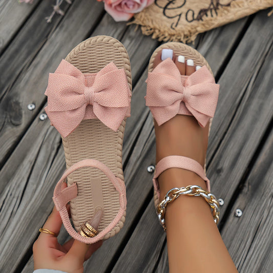 Lightweight Pink Bow Tie Flat Sandals
