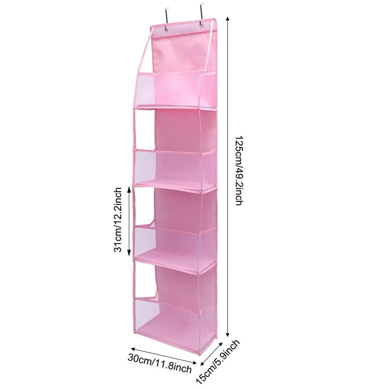 Pink 4-Layer Foldable Hanging Storage Organizer