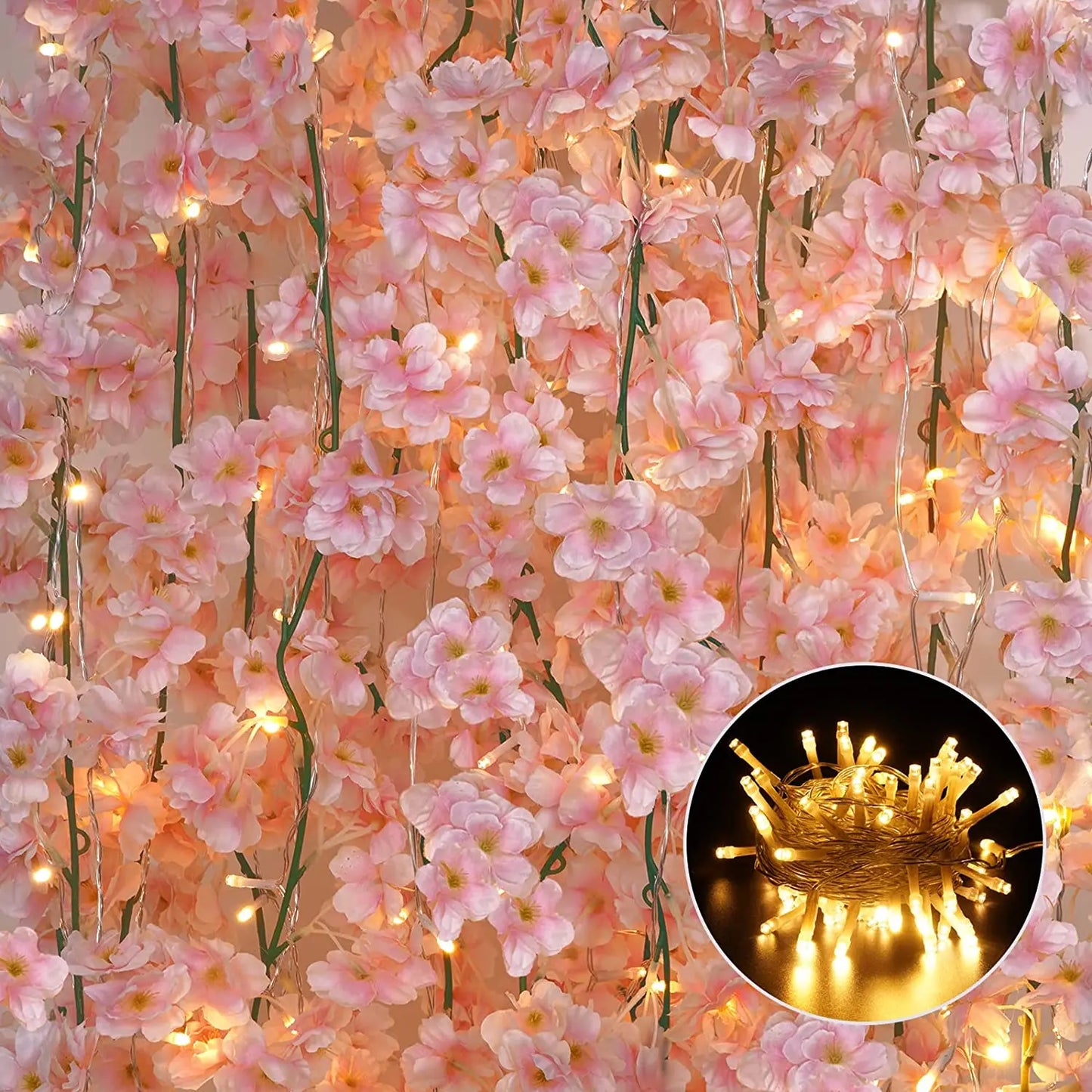 Pink Cherry Blossom Vine Garland Set